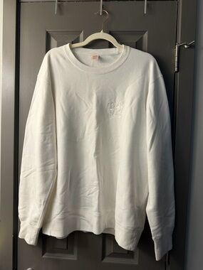 Disney Uniqlo White Embroidered Steamboat Willie Sweatshirt